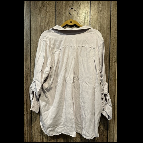 Side Stitch Petite Tencera Button Front Tunic with Shirt Tail Hem - Picture 3 of 3